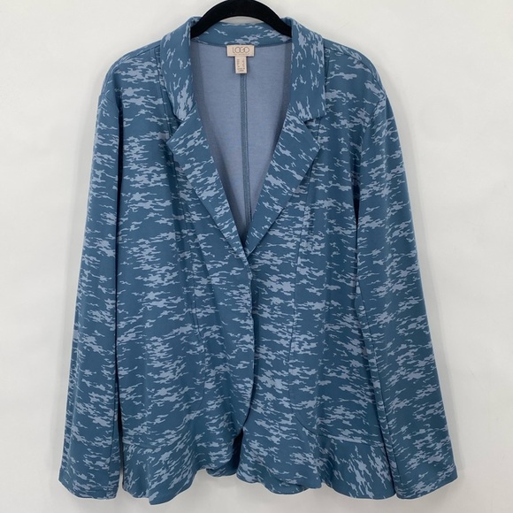 Logo by Lori Goldstein French Terry Blazer Stretchy Knit Single Button Size L - Picture 2 of 9